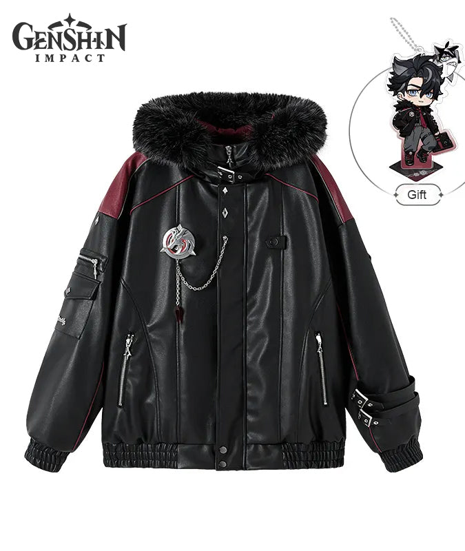 [Official Merchandise] Genshin Impact Wriothesley Impression Clothing Quilted PU Hooded Jacket Coat