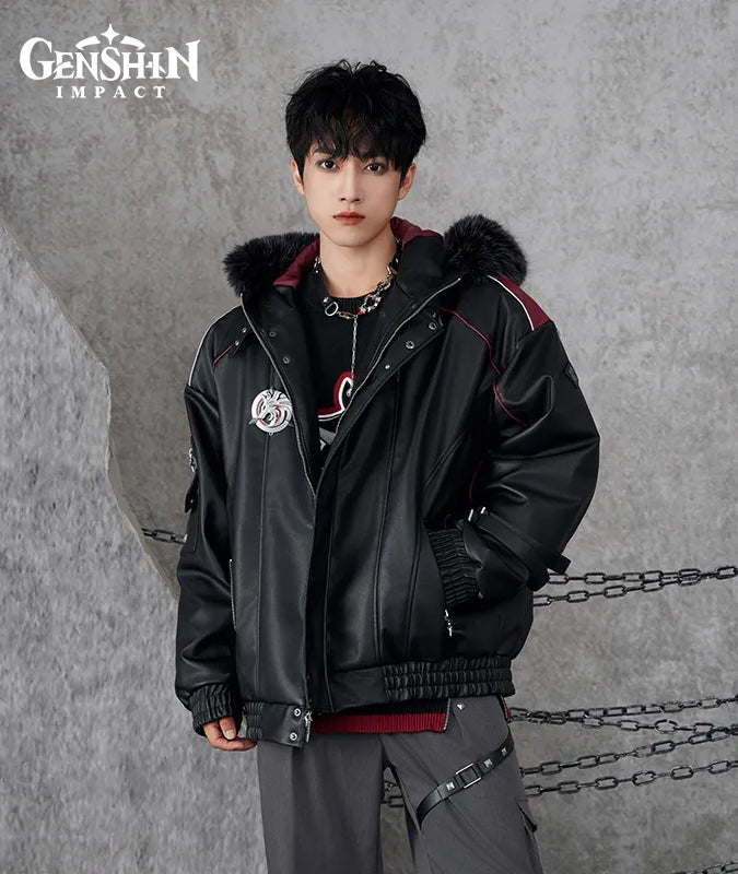 [Official Merchandise] Genshin Impact Wriothesley Impression Clothing Quilted PU Hooded Jacket Coat