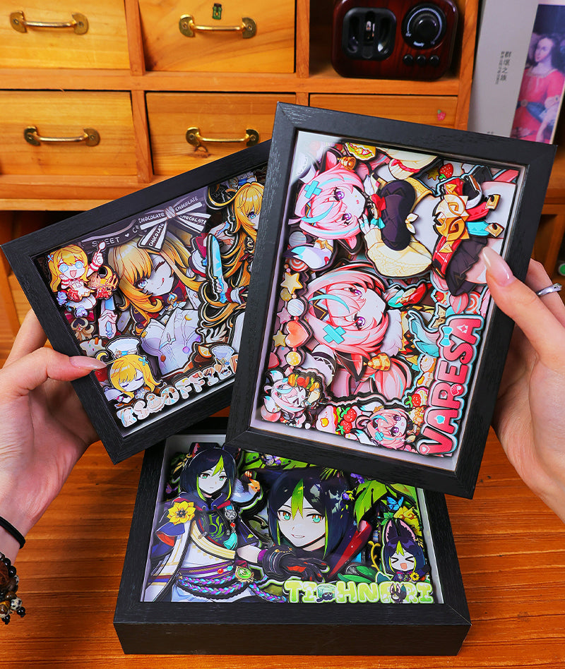 Genshin Impact 3D Shadow Box Art Painting Desk Decor | Columbina & Citlali