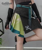 [Official Merchandise] Kinich Theme Impression Clothing Asymmetrical Patchwork Denim Mini Skirt