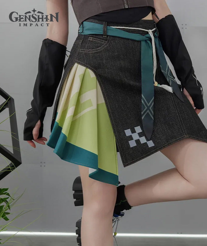 [Official Merchandise] Kinich Theme Impression Clothing Asymmetrical Patchwork Denim Mini Skirt