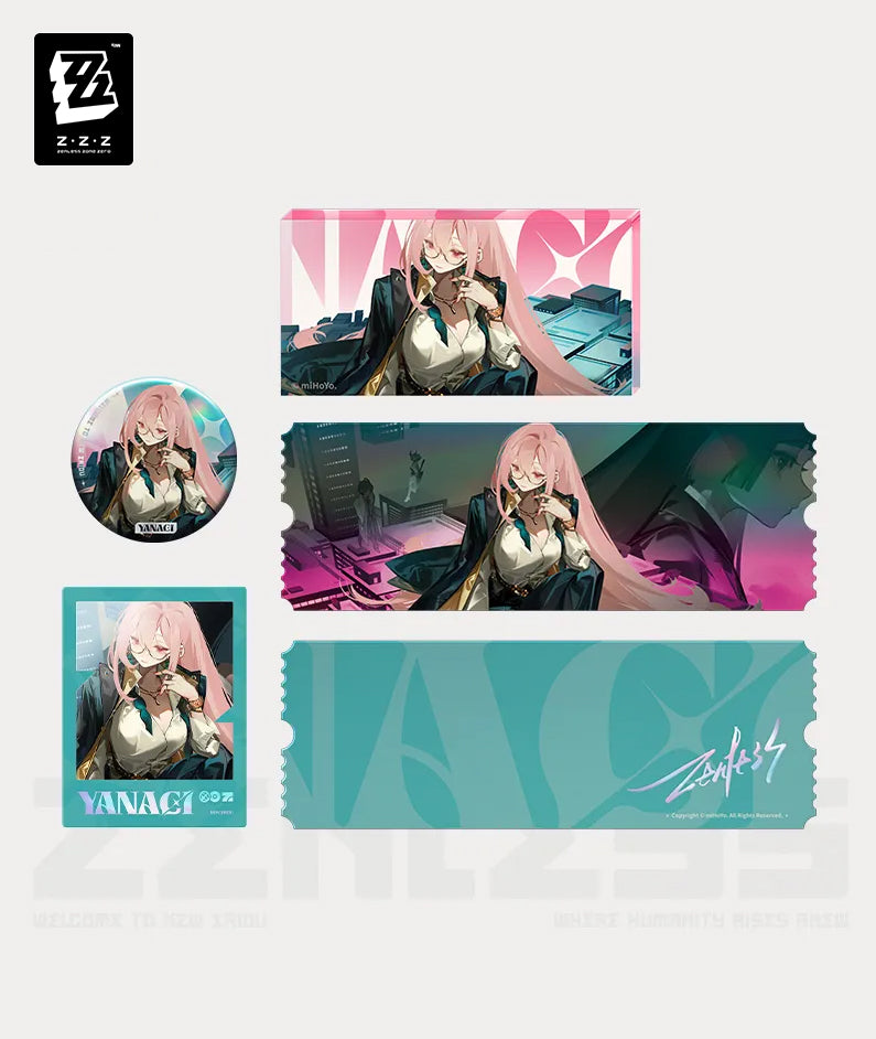Zenless Zone Zero Tsukishiro Yanagi Agent Story Badge / Acrylic Stand / Ticket Set