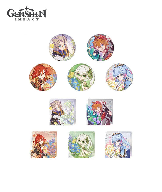 [Official Merch] Genshin Fragrant Listening Time Character Badge & Acrylic Block