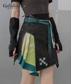 [Official Merchandise] Kinich Theme Impression Clothing Asymmetrical Patchwork Denim Mini Skirt