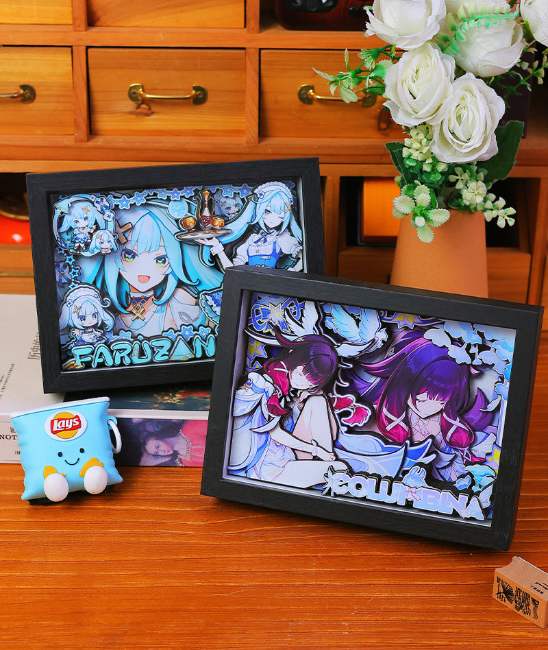 Genshin Impact 3D Shadow Box Art Painting Desk Decor | Columbina & Citlali