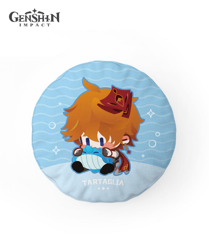 Genshin Impact Zhongli & Tartaglia Chibi Character Throw Pillow