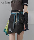 [Official Merchandise] Kinich Theme Impression Clothing Asymmetrical Patchwork Denim Mini Skirt