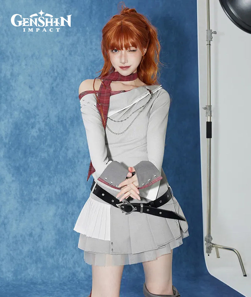 [Official Merch] Tartaglia Impression Asymmetrical Pleated Mini Skirt