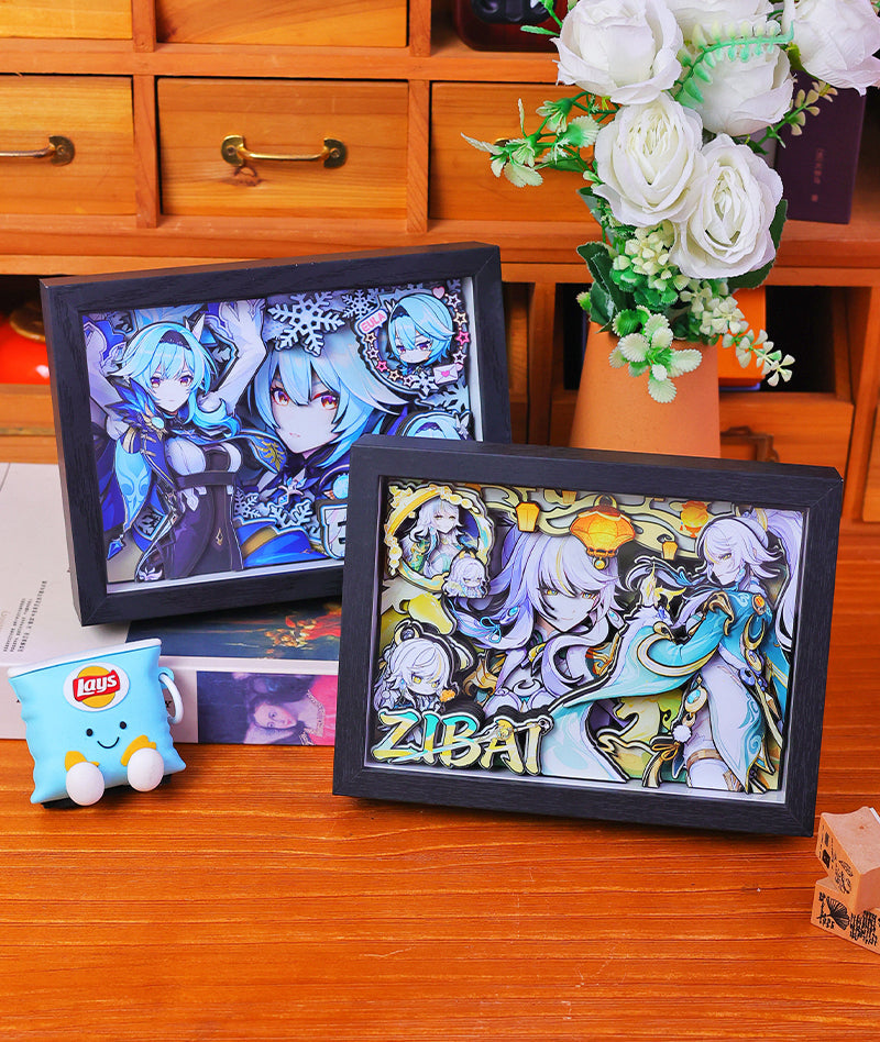Genshin Impact 3D Shadow Box Art Painting Desk Decor | Columbina & Citlali