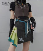 [Official Merchandise] Kinich Theme Impression Clothing Asymmetrical Patchwork Denim Mini Skirt