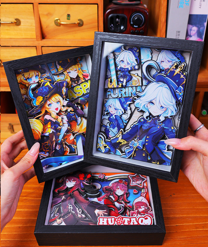 Genshin Impact 3D Shadow Box Art Painting Desk Decor | Columbina & Citlali