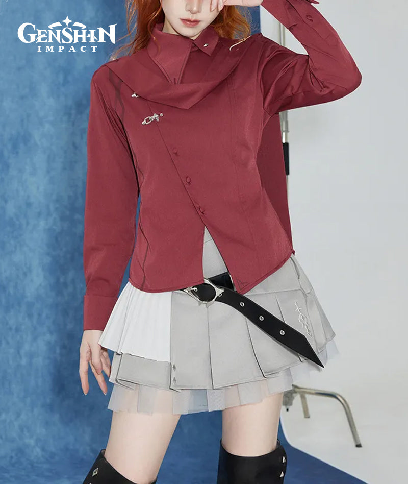 [Official Merch] Tartaglia Impression Asymmetrical Pleated Mini Skirt