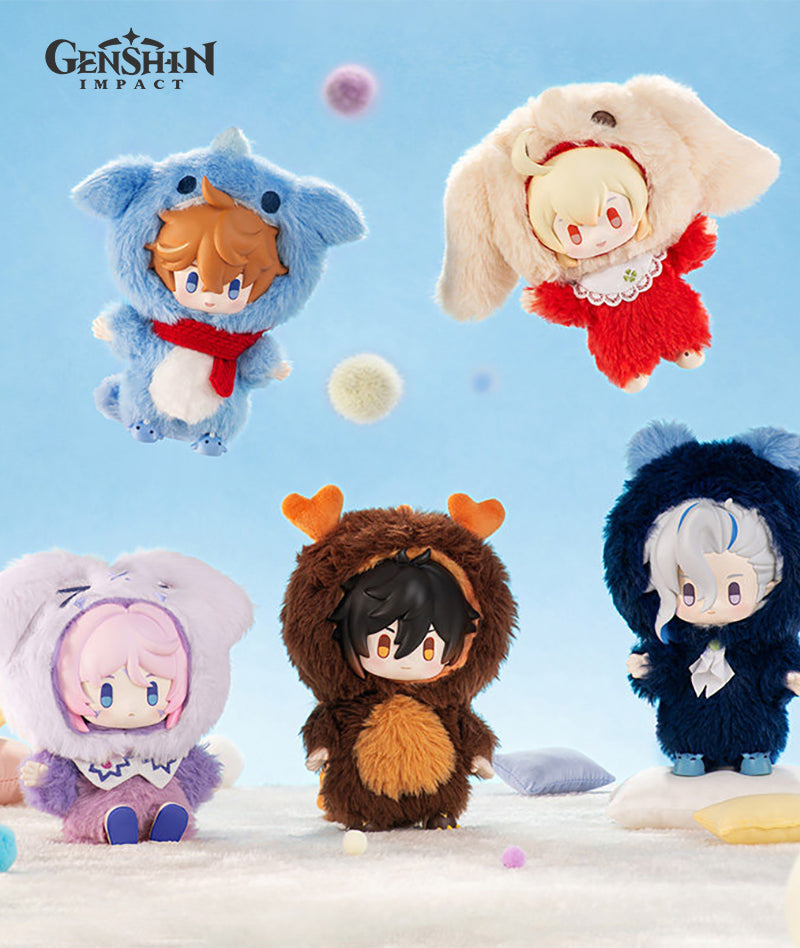Genshin Impact Winter Nesting Series Plush Keychains - Klee & Zhongli