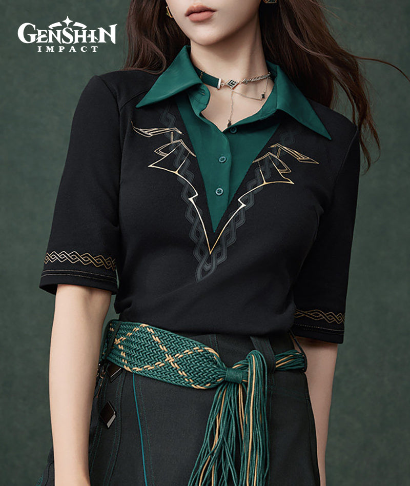 [Official Merch] Genshin Impact Alhaitham Impression Short Sleeve Knit Top