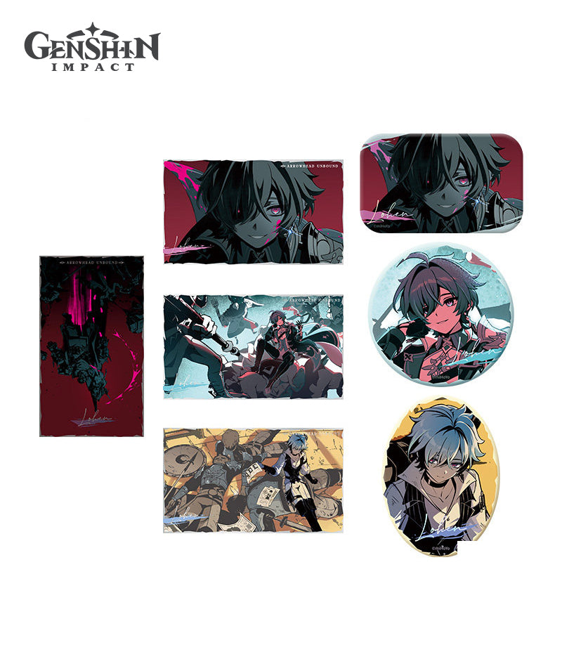 Genshin Impact Lohen Sharpened Arrowhead Badge & Postcard Set