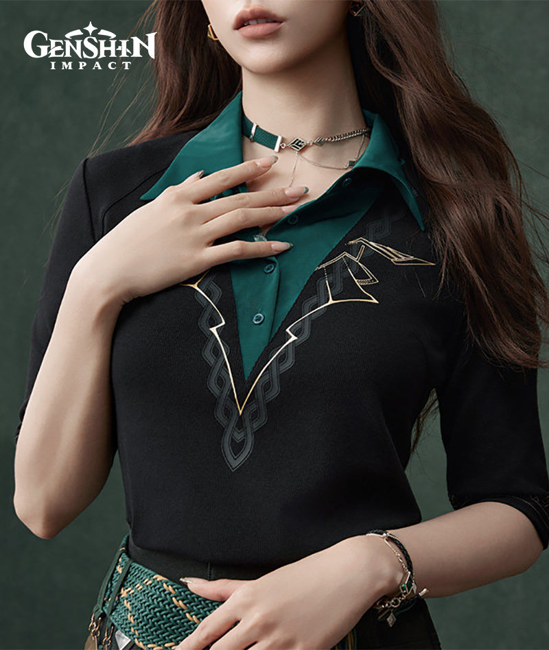 [Official Merch] Genshin Impact Alhaitham Impression Short Sleeve Knit Top