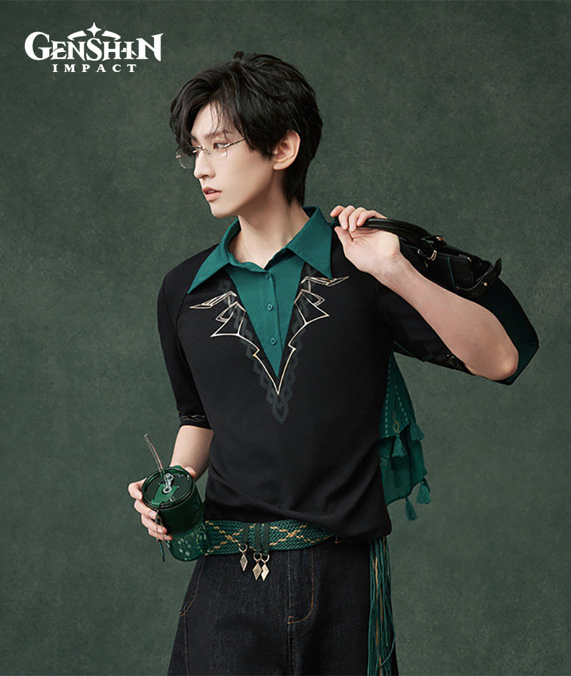 [Official Merch] Genshin Impact Alhaitham Impression Short Sleeve Knit Top