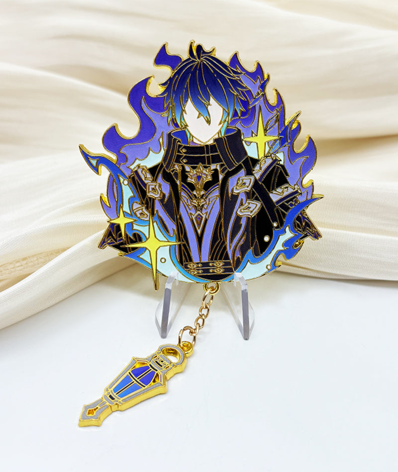 Genshin Impact Flins Pin Badge & Earrings