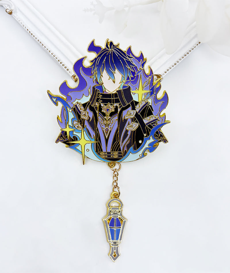 Genshin Impact Flins Pin Badge & Earrings